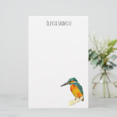 Eisvogel-Vogel-Aquarell-Malerei mit Namen Briefpapier (Stehend Vorderseite)
