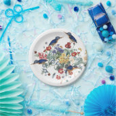 Eisvogel-Vogel-Blumen-Schmetterlings-Papierplatte Pappteller (Party)