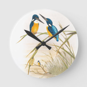 Eisvogel-Vogel-Tier-Tier-Teich Runde Wanduhr