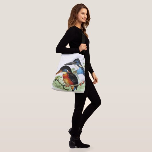 Eisvogel-Vogel-Tier-Tier-Teich-Taschen-Tasche Tragetaschen Mit Langen Trägern (Am Model)
