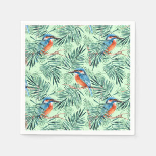 Eisvogel. Vogel und Blätter Serviette