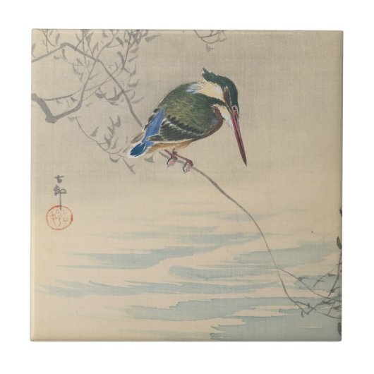 Eisvogel von Ohara Koson Fliese (Vorderseite)