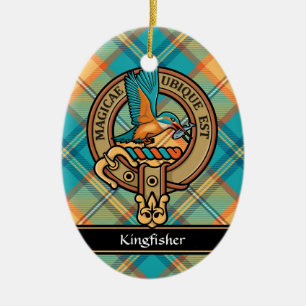 Eisvogel-Wappen über Tartan Keramik Ornament
