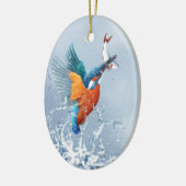 Eisvogelfliegen aus dem Wasser heraus Keramikornament (Links)