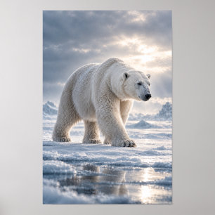 Eiswandernder Eisbär in der Arktis Wildlife-Wandbi Poster