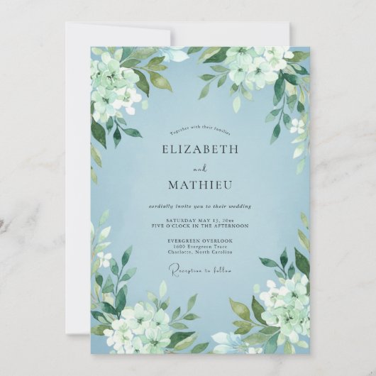 Eisweiße Blätterhochzeit Einladung (Vorderseite)