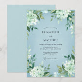 Eisweiße Blätterhochzeit Einladung (Vorne/Hinten)