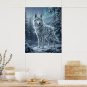 Eiswolf Gefrorene boreale Wildnis Poster (Küche)
