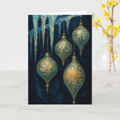 Eiszapfen und Ornamente Karte (Gelbe Blume)