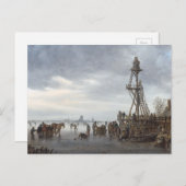 Eiszeit in der Nähe eines Holzbeobachtungsturms Postkarte (Vorne/Hinten)