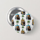 Eiszeit Mammoth Saberzahnzahn Tiger Muster Design Button (Vorne & Hinten)