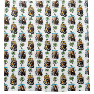 Eiszeit Mammoth Saberzahnzahn Tiger Muster Design Duschvorhang