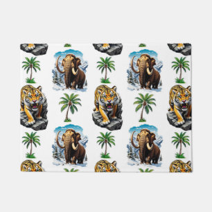 Eiszeit Mammoth Saberzahnzahn Tiger Muster Design Fußmatte