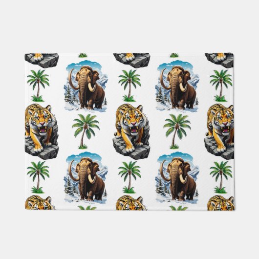 Eiszeit Mammoth Saberzahnzahn Tiger Muster Design Fußmatte (Vorderseite)