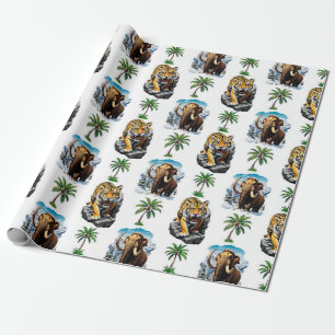 Eiszeit Mammoth Saberzahnzahn Tiger Muster Design Geschenkpapier