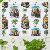 Eiszeit Mammoth Saberzahnzahn Tiger Muster Design Geschirrtuch (Gefaltet)