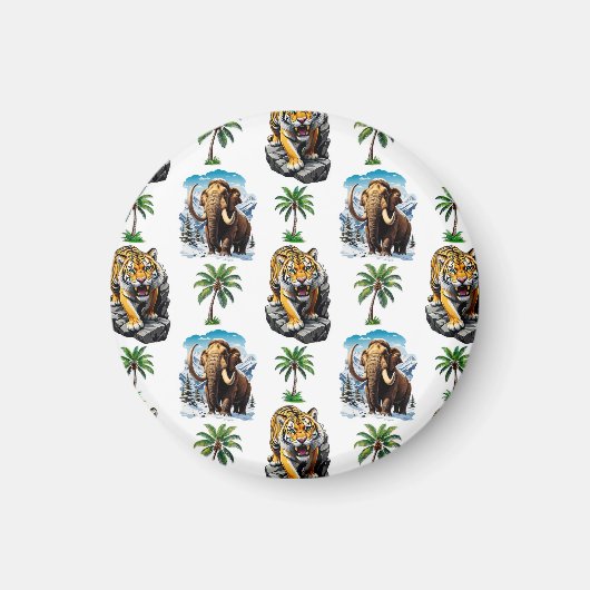 Eiszeit Mammoth Saberzahnzahn Tiger Muster Design Magnet (Vorne)