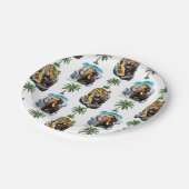 Eiszeit Mammoth Saberzahnzahn Tiger Muster Design Pappteller (Schrägansicht)