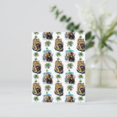Eiszeit Mammoth Saberzahnzahn Tiger Muster Design Postkarte (Stehend Vorderseite)
