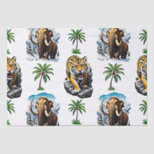 Eiszeit Mammoth Saberzahnzahn Tiger Muster Design Seidenpapier