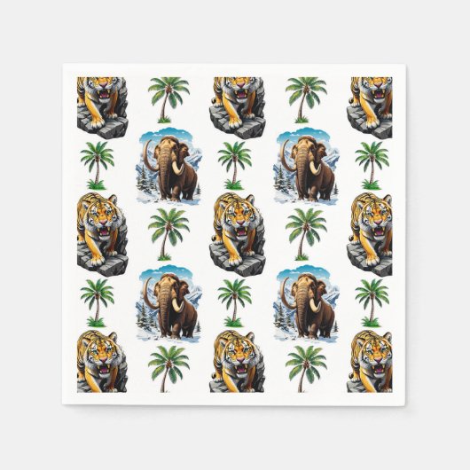 Eiszeit Mammoth Saberzahnzahn Tiger Muster Design Serviette (Vorderseite)