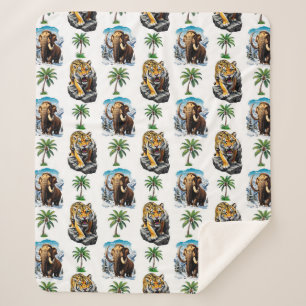 Eiszeit Mammoth Saberzahnzahn Tiger Muster Design Sherpadecke