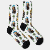 Eiszeit Mammoth Saberzahnzahn Tiger Muster Design Socken (Rechts)