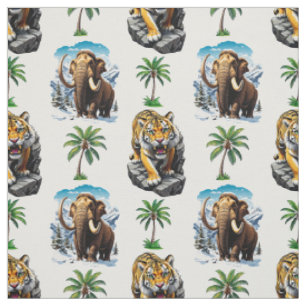 Eiszeit Mammoth Saberzahnzahn Tiger Muster Design Stoff