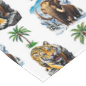 Eiszeit Mammoth Saberzahnzahn Tiger Muster Design Tischdecke (Schrägansicht)