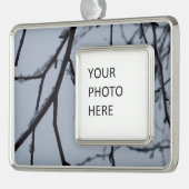 Eiszweige Winternaturfotografie Rahmen-Ornament Silber (Links)