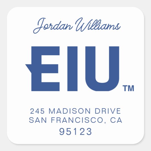 EIU-Blockbuchstabe Quadratischer Aufkleber (Vorderseite)