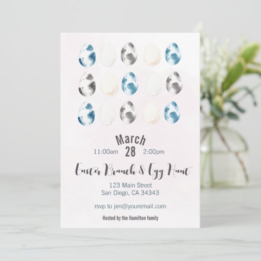 Eizellbäckerei Osterbrunch & Eierjagd Einladung (Stehend Vorderseite)