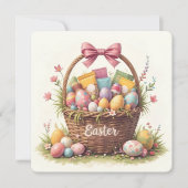 Eizellbasket mit farbenfrohen Ostereiern Einladung (Vorderseite)