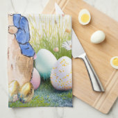 Eizellen und Wildblumen des Kaninchen Geschirrtuch (Viertel Falte)