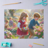 Eizelljagd Kinder zu Ostern Seidenpapier (Basteln)