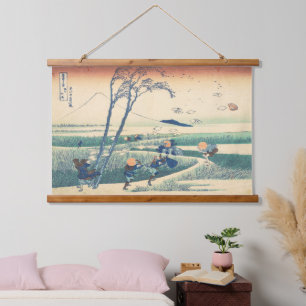 Ejiri in Suruga Hokusai Ukiyo-e Japanese Art Wandteppich Mit Holzrahmen