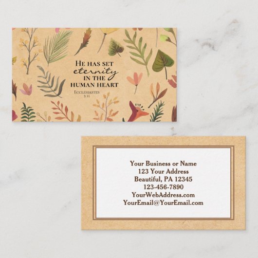 Ekclesiastes 3:11 Er hat Set Ewigkeit im Herzen Visitenkarte (Vorne/Hinten)