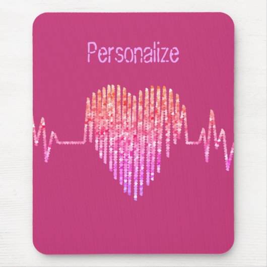 EKG Herzmedizin pink lila niedlich Mousepad (Vorne)