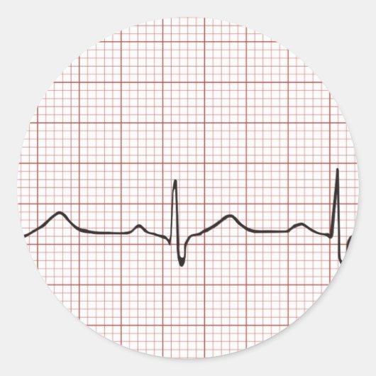 EKG Herzschlag auf Graphen Papier, Puls PhD (Arzt) Runder Aufkleber (Vorderseite)
