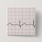 EKG Herzschlag auf Zeichenpapier mit Button (Vorderseite)
