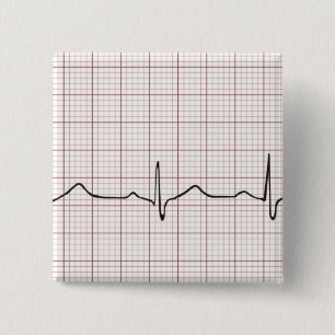 EKG Herzschlag auf Zeichenpapier mit Button