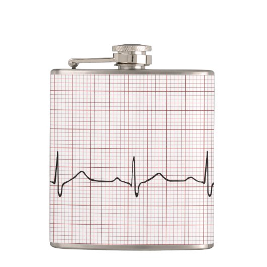 EKG Herzschlag auf Zeichenpapier mit Flachmann (Vorderseite)