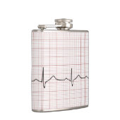 EKG Herzschlag auf Zeichenpapier mit Flachmann (Rechts)