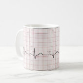 EKG Herzschlag auf Zeichenpapier mit Kaffeetasse (Vorderseite Links)