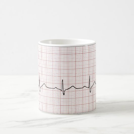 EKG Herzschlag auf Zeichenpapier mit Kaffeetasse (Mittel)