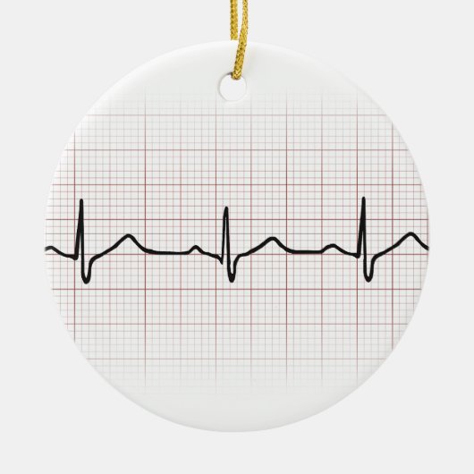 EKG Herzschlag auf Zeichenpapier mit Keramikornament (Vorne)