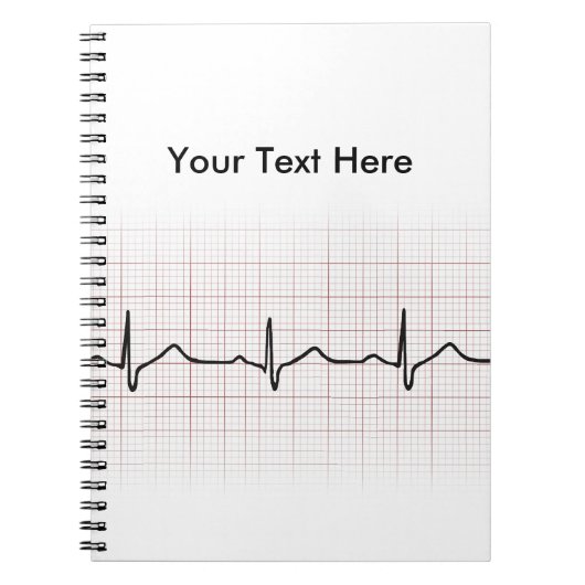 EKG Herzschlag auf Zeichenpapier mit Notizblock (Vorderseite)