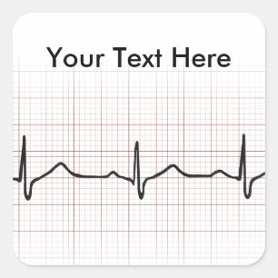 EKG Herzschlag auf Zeichenpapier mit Quadratischer Aufkleber