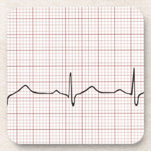EKG Herzschlag auf Zeichenpapier mit Untersetzer