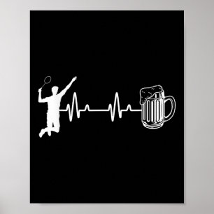 Ekg Herzschlag Badminton Spieler Shuttle Sport Sch Poster